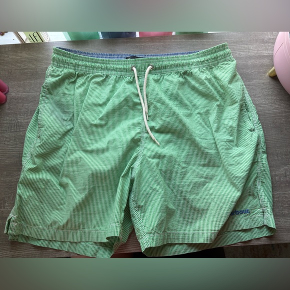 BARBOUR Light Green Striped Swim Trunks - Picture 2 of 7